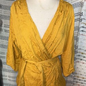 City Chic Golden Wrap Blouse